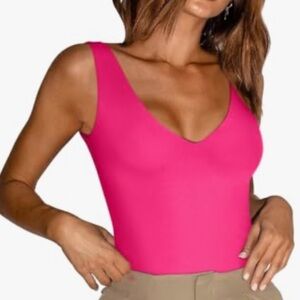 ReoRia Pink Sleeveless Fitted Bodysuit